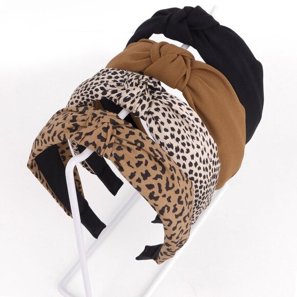 Women\'s Nylon Headbands 4-Pack Non-Slip Wide Leopard Black White Fashion main image 7